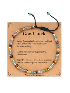Natural Stone Crystal Bracelet Good Luck Stress Relief Gift for Women
